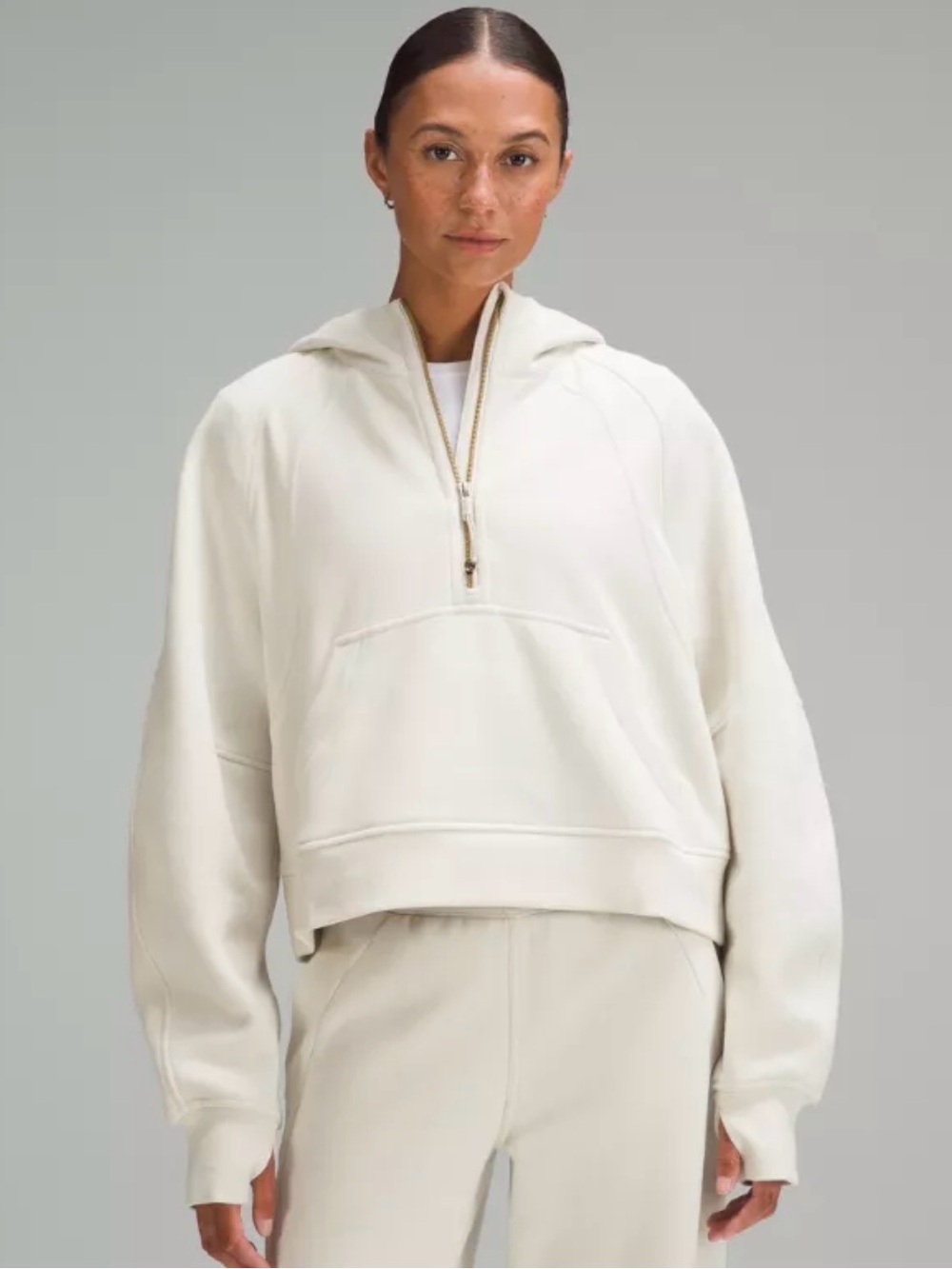 Lululemon scuba Half-Zip Hoodie in Cream